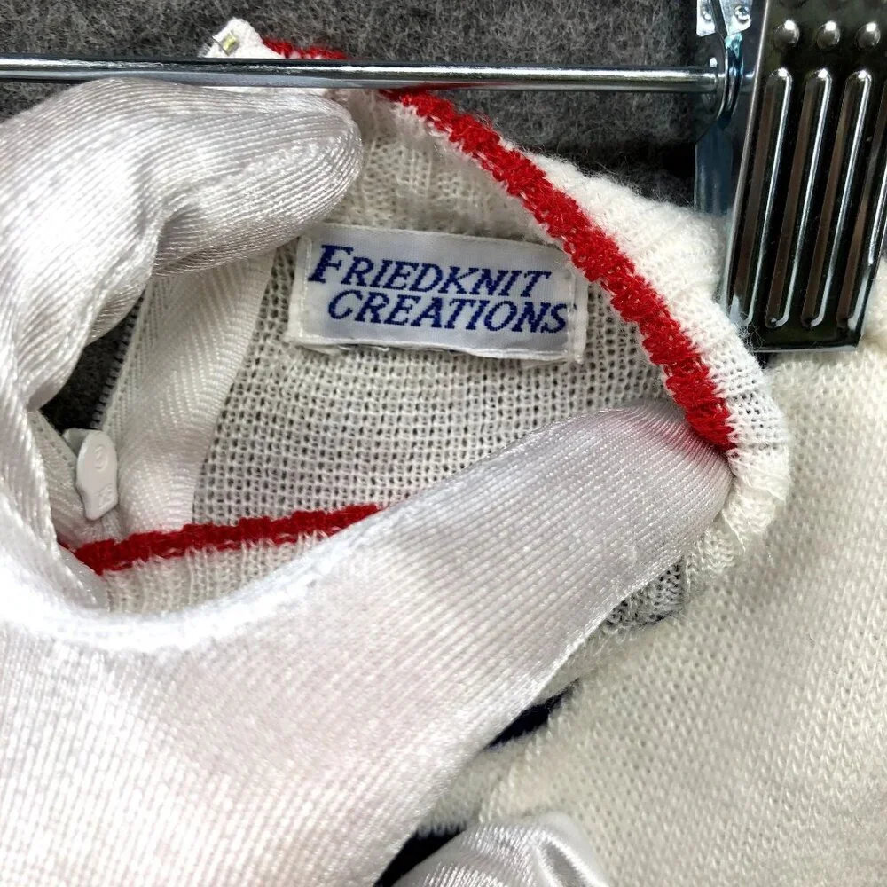 Vintage Friedknit Creations Knit Romper One Piece Baby 6-12M Sailor‎ Nautical